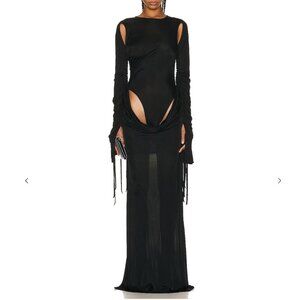 NWOT Andreadamo Draped Jersey Long Dress in Black size medium